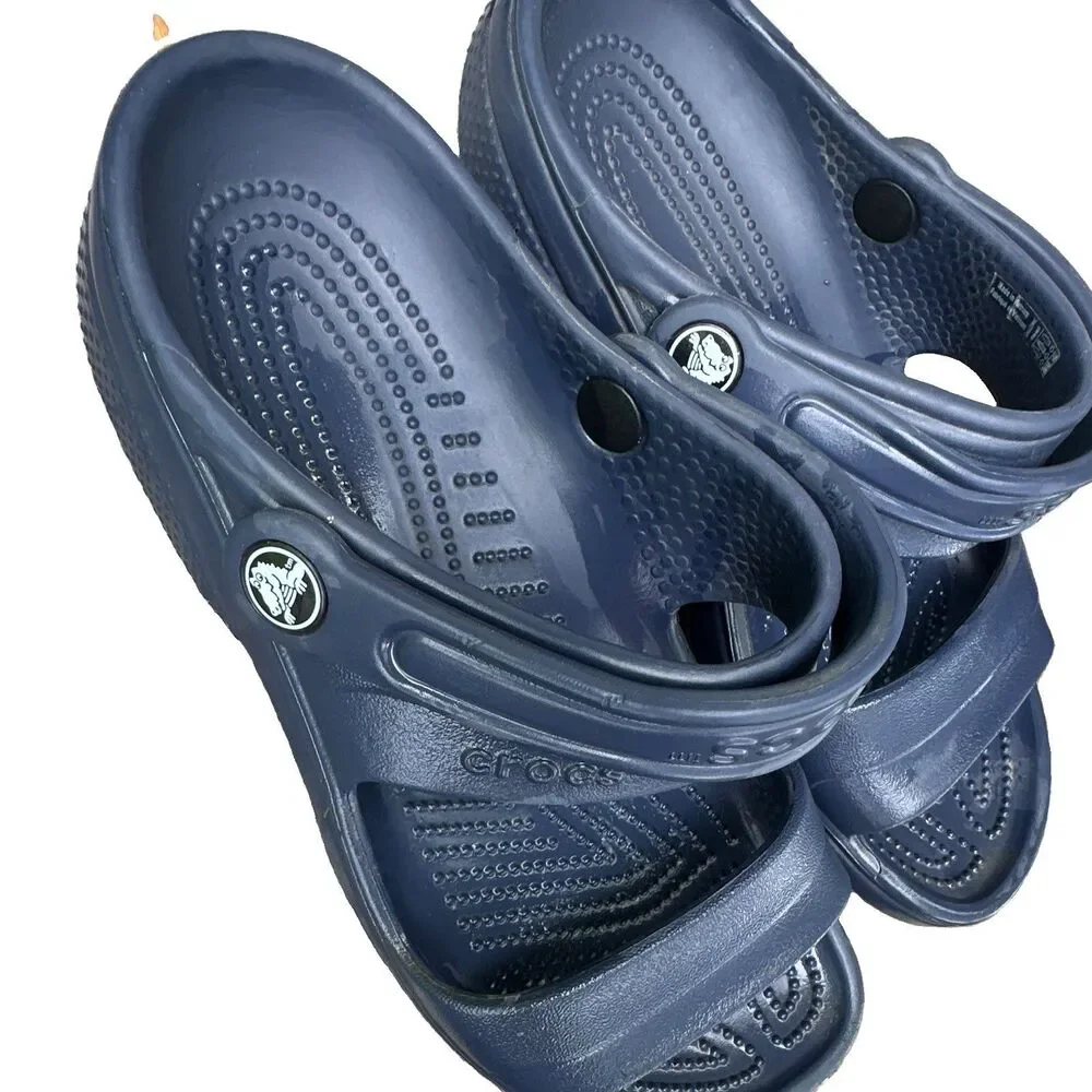 Crocs Blue Slide Sandals Heel Strap Rubber Slip On Logo Solid Men’s US 6 Beach